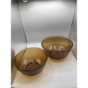 2 Fire King Amber Glass Nesting Mixing Bowls